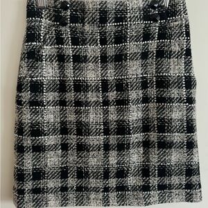 Veronica Beard Black and White Plaid Tweed Pencil Skirt Size 0